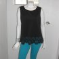 Calvin Klein BLACK Sleeveless Blouse Mesh Lace Size XL