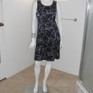 Lisa Jo Womens Navy Blue Floral Print Dress Size Large Sleeveless Tie Up Back