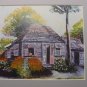 Lavender Cottage With Flowers Matted Print
