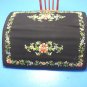 Black Floral Clutch Fabric Evening Bag Cocktail Embroidered Purse