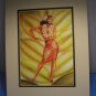 Dancing Pin-Up Girl With Lei Matted Art Print