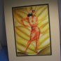 Dancing Pin-Up Girl With Lei Matted Art Print