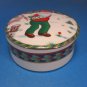 Santa's Tee Time Mikasa Round Covered Trinket Box Snow Golf Holly Gold