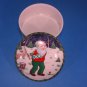 Santa's Tee Time Mikasa Round Covered Trinket Box Snow Golf Holly Gold