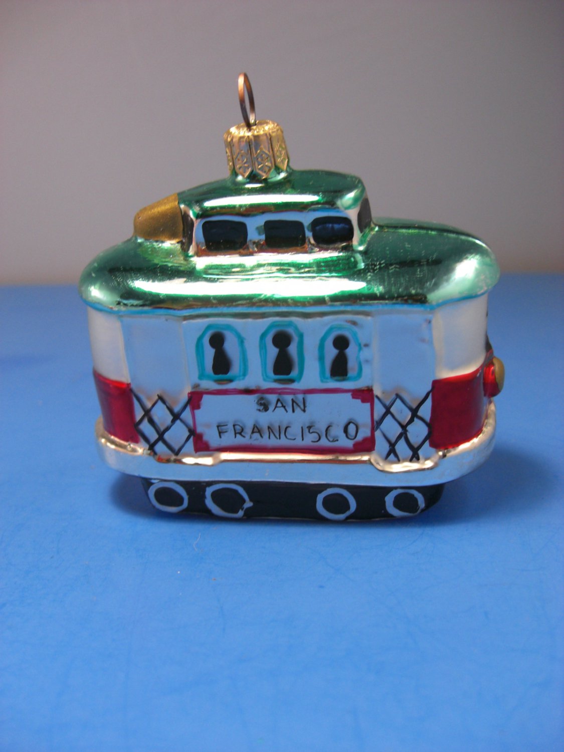 Christmas Ornament Glass San Francisco Cable Car