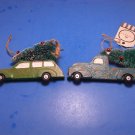 Vintage Car Ornaments, Set of 2