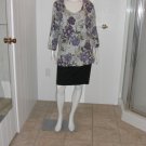 KAREN SCOTT Woman Purple Floral 3/4 Sleeves Stretch Knit Top Sz 1X