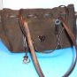 Brighton Brown Suede Leather Croc Embossed Drawstring Purse Shoulder Bag Tote