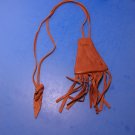 Leather Pouch With Fringe Bag/ Leather Draw String
