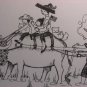 C. Murray Black/White Pen & Ink Detail Farming Drawing