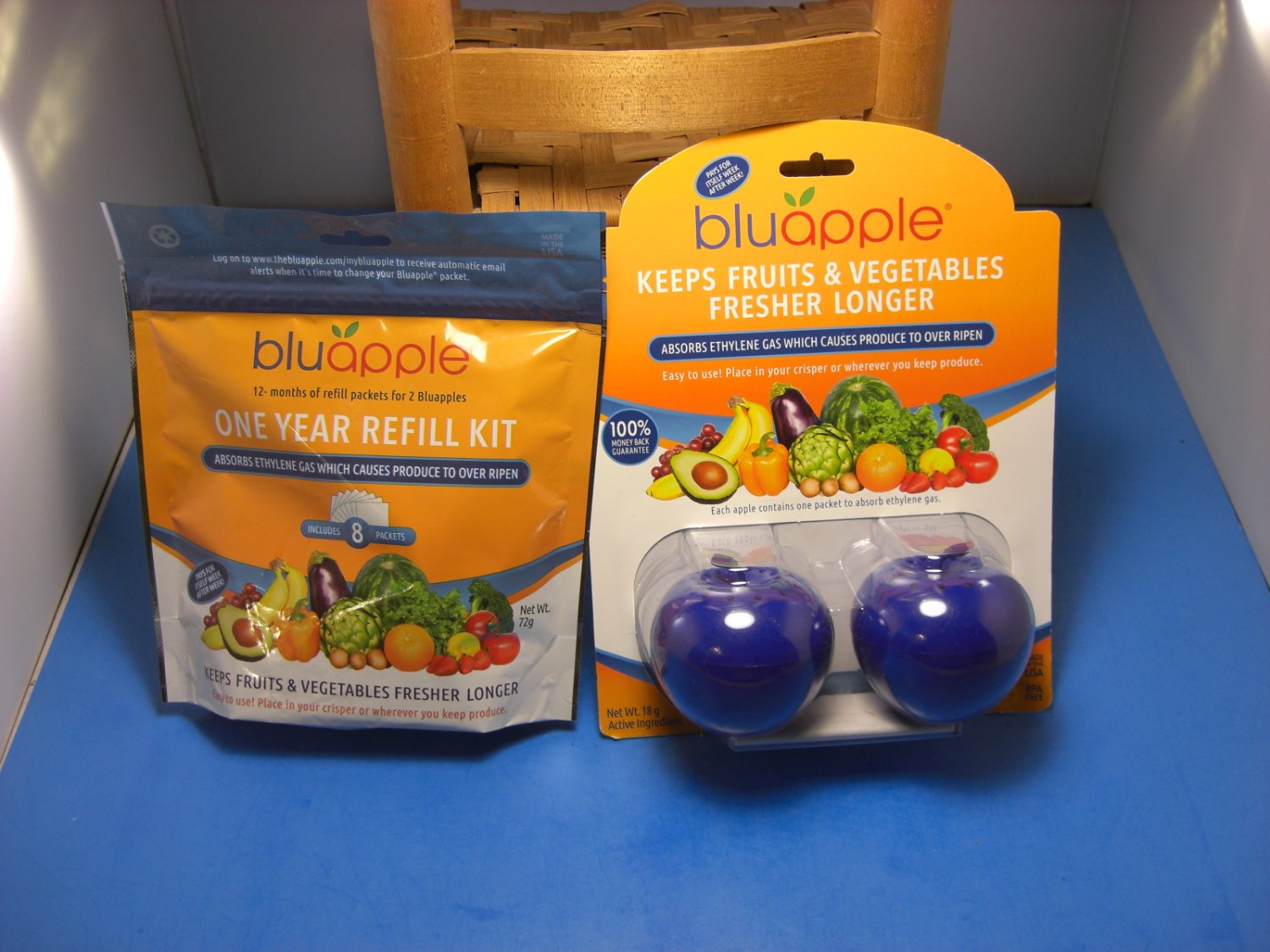 Bluapple Blue Produce Balls to Keep Fruits Longer/One Year Refill Kit