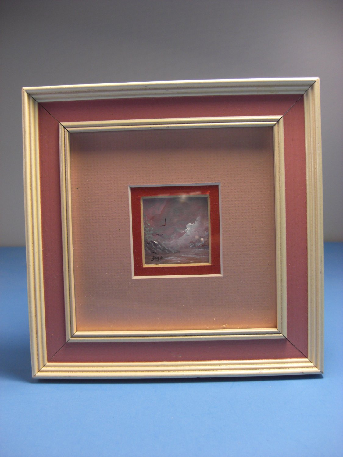 Spanish Village Miniature Signed Art by Gage Framed Matted Painting