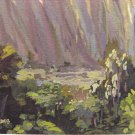 Art illustration by Burton Sue Signed Watercolor Green Landscape 2003