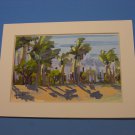 Art illustration by Burton Sue Signed Watercolor Palm Trees 2003