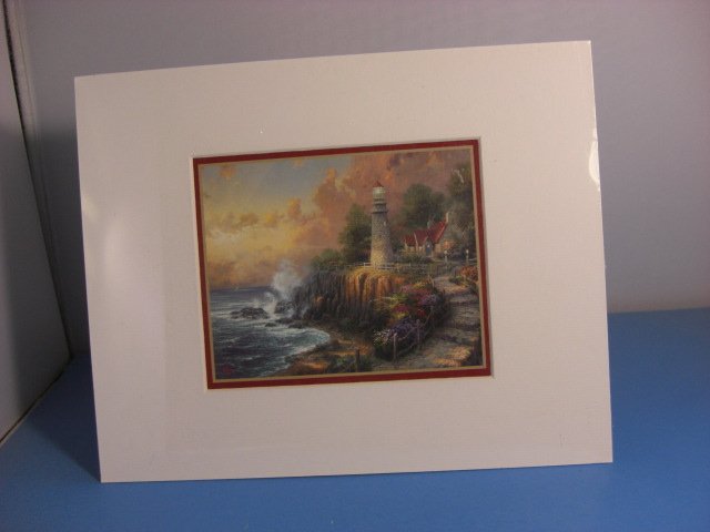 Thomas Kinkade "The Light of Peace" Studio Print Lighthouse Ocean Scene Art