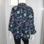 Karen Scott Dark Blue Floral Button Front Blouse Size 2X