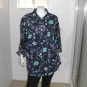 Karen Scott Dark Blue Floral Button Front Blouse Size 2X