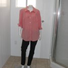 Karen Scott Cotton Rich Orange/White Checkered Button Front Blouse Size 2X