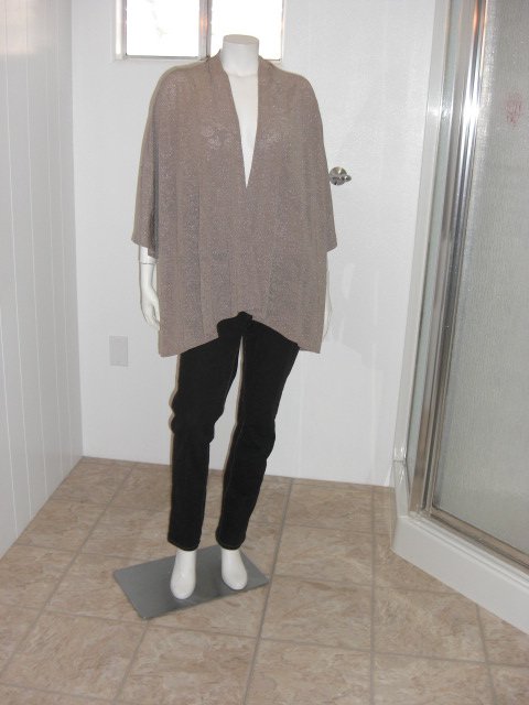 Chicos Travelers Beige Jacket Stretch Open Front Blazer Size 3