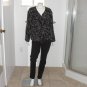 Chico's Black Scrolls Silk Lined Blazer Long Sleeves Size 2