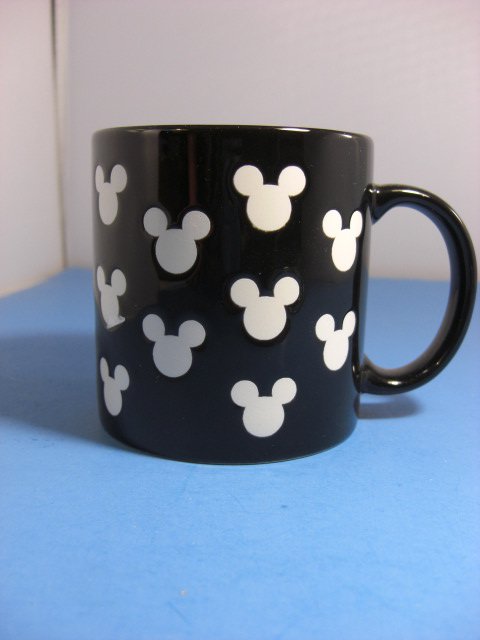 Disney's Mickey Mouse Mug Black w/ White Mickey's All Over