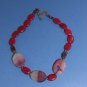 Barse Red & Purple Agate Gemstone Bead Necklace Sterling Silver Chain Signed