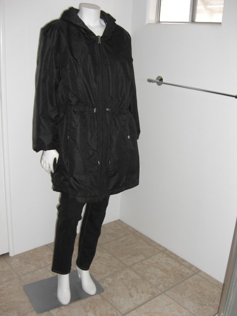 Catherines Women's Hooded Mid-Length Coat Jacket Plus Size 1X - Reversible