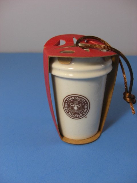 Starbucks Christmas Ornament To Go Cup 1971 Brown Siren Logo Ceramic Holiday