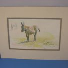 Whimsical Donkeys Watercolor Signed Art Print Matted