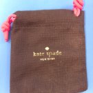 Kate Spade Jewelry Drawstring Dust Bag Pouch Bag Brown 4.5” H X 4”W PINK Drawst