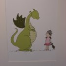 Girl Meets Dragon Nursery Art Print