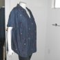 Karen Scott Denim Button Front Blouse Sz 1X Blue w/Embroidery