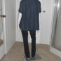 Karen Scott Denim Button Front Blouse Sz 1X Blue w/Embroidery