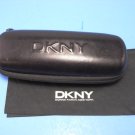DKNY Donna Karan Glasses Case Black Zipper Semi Hard Smooth Faux Leather