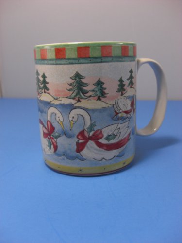 222 Fifth Ceramic Mug Twelve Days of Christmas 7 Swans Swimming