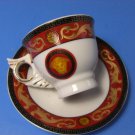 Medusa Red Gold Winged Demitasse Espresso Coffee Tea Cup/Saucer