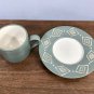 Pottery Barn Bongo Coffee Cup And Saucer Set Sage Green Diamond Japan Ceramic Mug