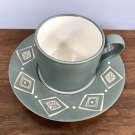 Pottery Barn Bongo Coffee Cup And Saucer Set Sage Green Diamond Japan Ceramic Mug
