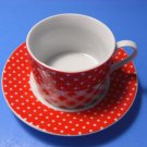 Daiso Japan Porcelain Red White Tea Coffee Espresso Cup & Saucer Set -NEW
