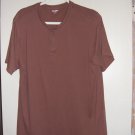 Old Navy Soft-Washed Light Brown T-Shirt Short Sleeve Front Buttons Sz. XL Tall