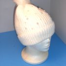 Women's Beanie Hat Pom Pom White Pearl Studs Knit Warm U.S. Polo Assn.