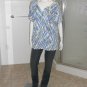 KAREN SCOTT Woman Blue-White Asymmetrical-Stripe Top Short Sleeves Stretch Knit Top Size 2X