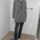 Catherines Black/White Stripes Half Zip Up Soft Stretch Hooded Jacket Sz 1XWP (18-20WP)