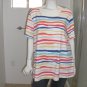 KAREN SCOTT Woman Scoop-Neck Short-Sleeve Horizontal Stripes Top Stretch Knit Top Size 2X