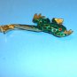 Long Legged Green Enamel Tree Frog Gold Tone Brooch