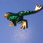 Long Legged Green Enamel Tree Frog Gold Tone Brooch