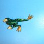 Long Legged Green Enamel Tree Frog Gold Tone Brooch