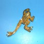 Long Legged Green Enamel Tree Frog Gold Tone Brooch