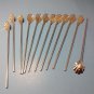 12 Sipper Straw Spoons Scallop Shell Mint Julep Cocktail Iced Tea Stirrers Straws
