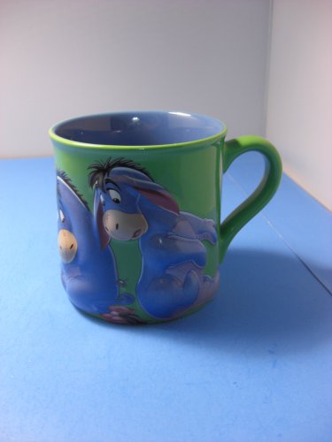 Eeyore Coffee Mug Disney Store Embossed 3D Blue Green 20 oz Winnie Pooh Jumbo